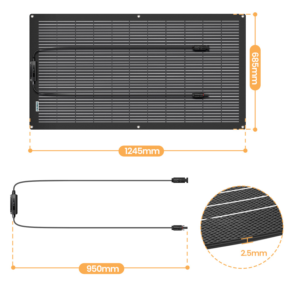 Flexible Solar Panel 150W size