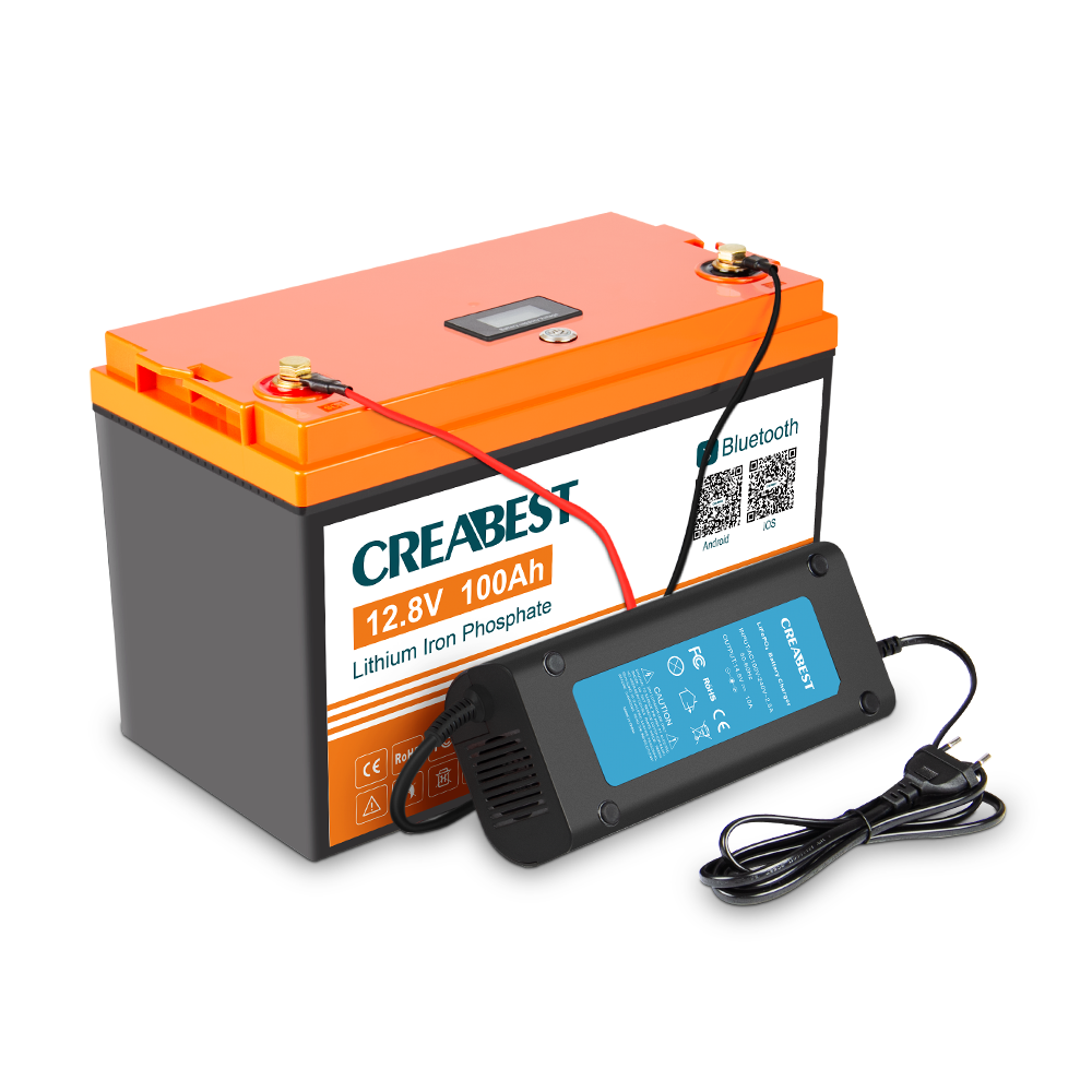 LiFePO4 Akku 100Ah 12,8V für Wohnmobil, Wohnwagen, Camping, Solaranlagen, Off-Grid, Boote, Mover, Backup-Stromversorgung mit Bluetooth