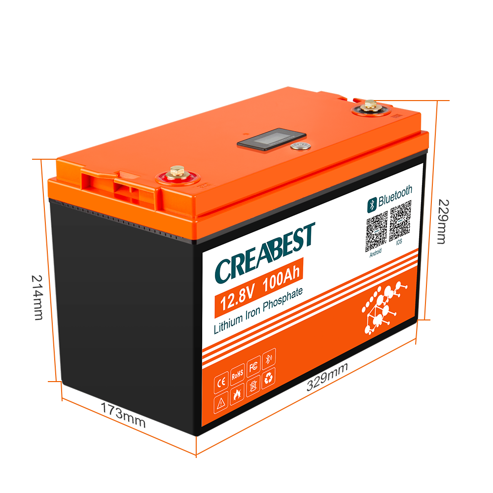 LiFePO4 Akku 100Ah 12,8V für Wohnmobil, Wohnwagen, Camping, Solaranlagen, Off-Grid, Boote, Mover, Backup-Stromversorgung mit Bluetooth