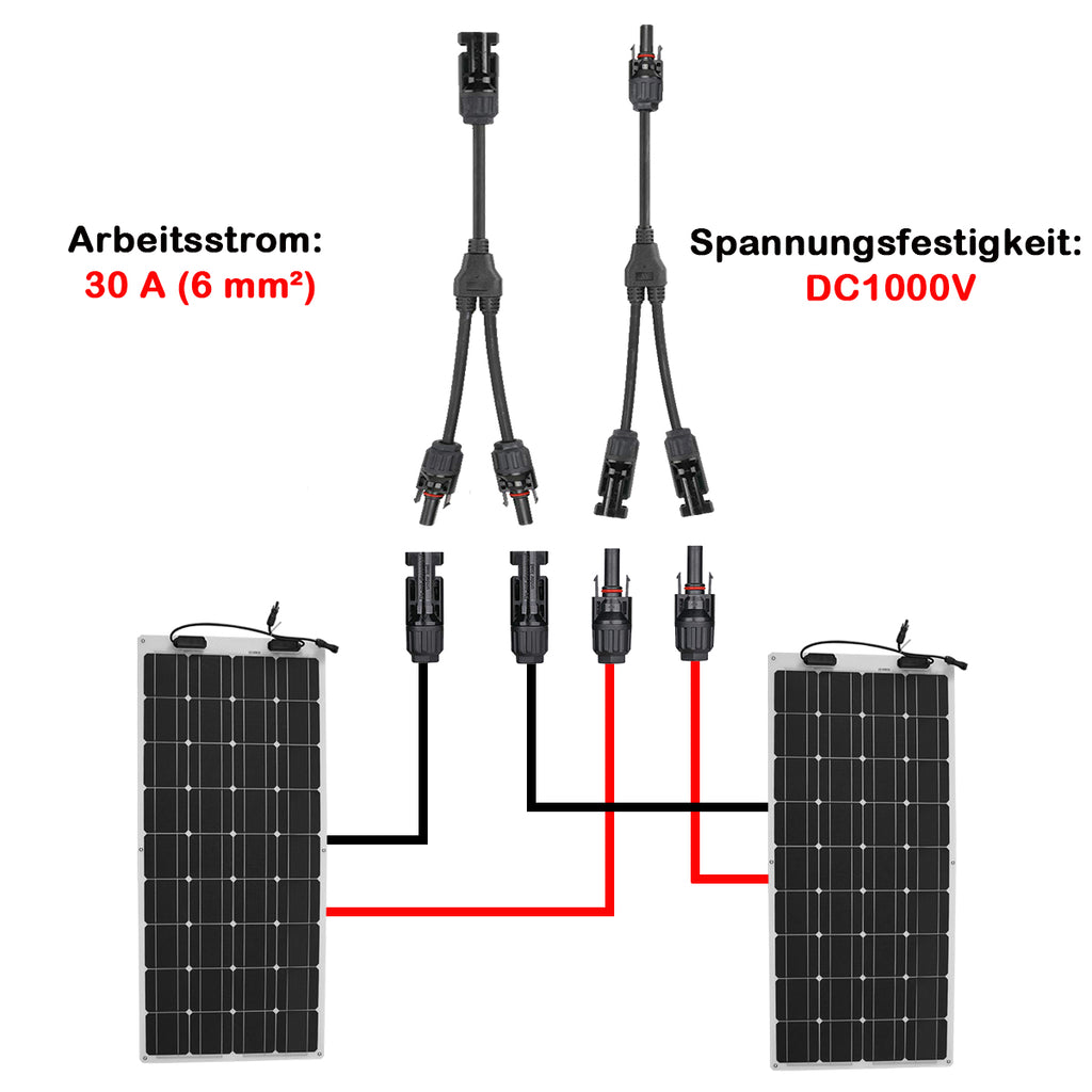 MC4-Stecker Solarkabel Y-Splitter-Solarmodulkabel Stecker und Buchse FMM Solarpanel Photovoltaik Y-Abzweigstecker 1 Paar