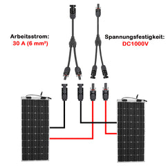MC4-Stecker Solarkabel Y-Splitter-Solarmodulkabel Stecker und Buchse FMM Solarpanel Photovoltaik Y-Abzweigstecker 1 Paar