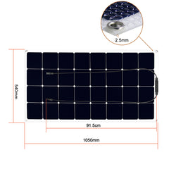 Creabest Flexible Solar Panel 100W per Camping, Wohnmobil, Wohnwagen, Boot