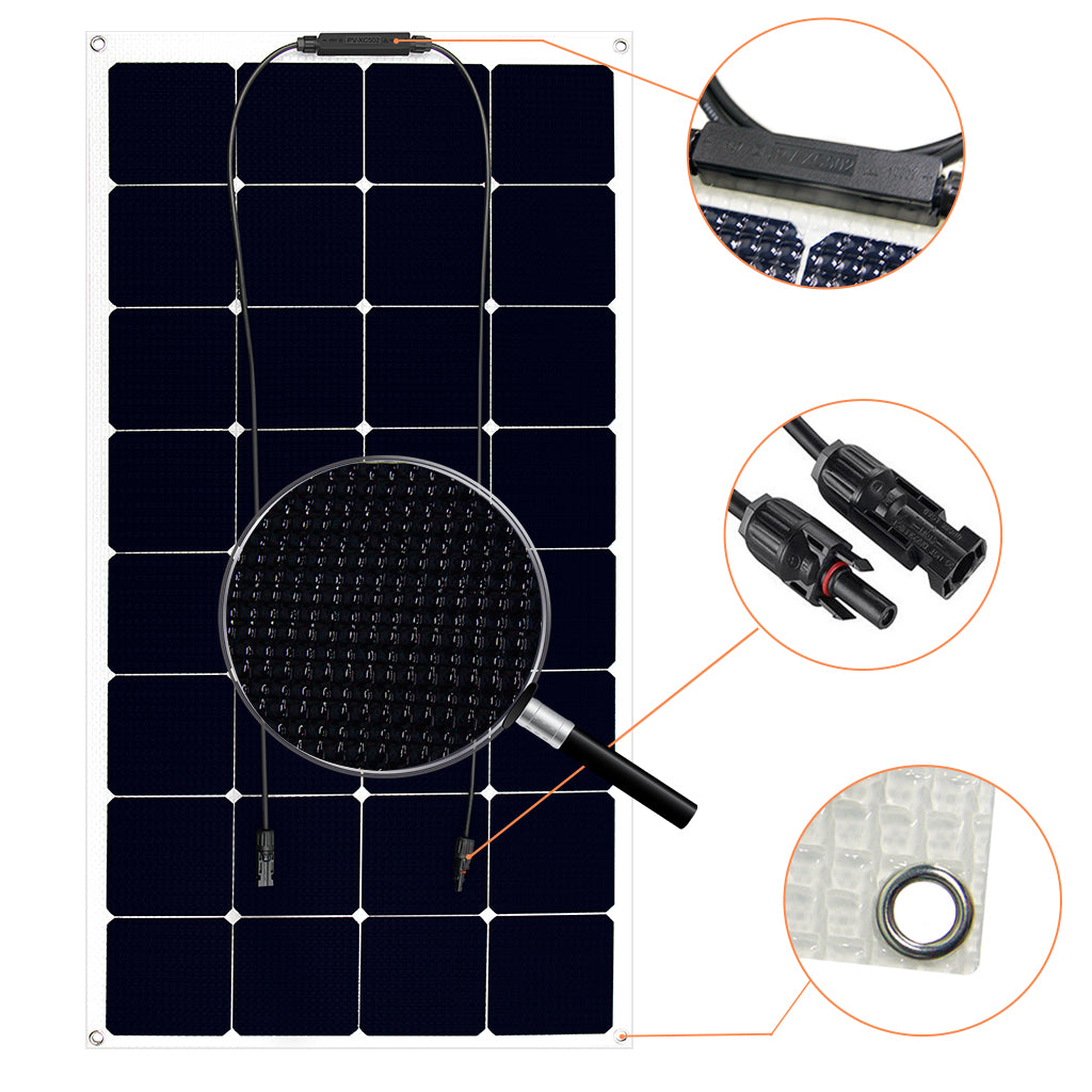 Creabest Flexible Solar Panel 100W per Camping, Wohnmobil, Wohnwagen, Boot