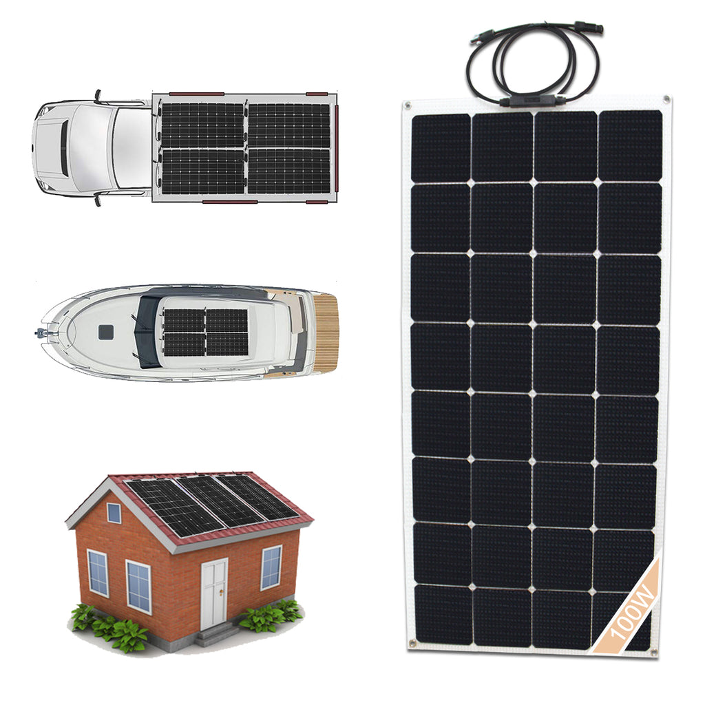 Solaranlage für Wohnmobil / Wohnwagen / Boote / Camping 100W Flexible mit batterie