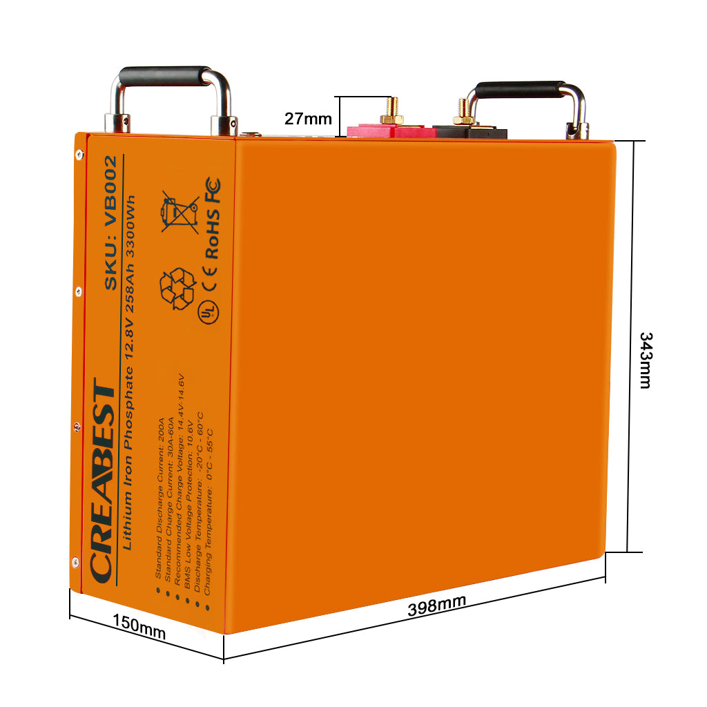 LiFePO4 Batterie/Akku 258Ah 12,8V für Wohnmobil Wohnwagen Camping Boot Schiff Womo