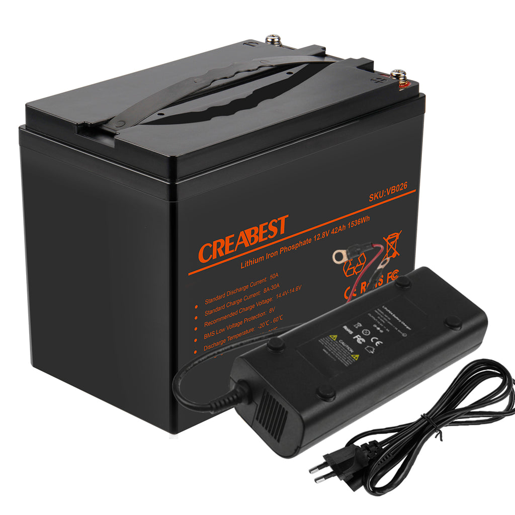 LiFePO4 Batterie 42Ah 12,8V für Wohnwagen, Camping, Solaranlagen, Off-Grid, Boote, Elektromotor, Wandern, Backup-Stromversorgung
