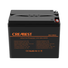 LiFePO4 Batterie 50Ah 12,8V für Wohnmobil, Wohnwagen, Camping, Solaranlagen, Elektromotor, Off-Grid, Boot.