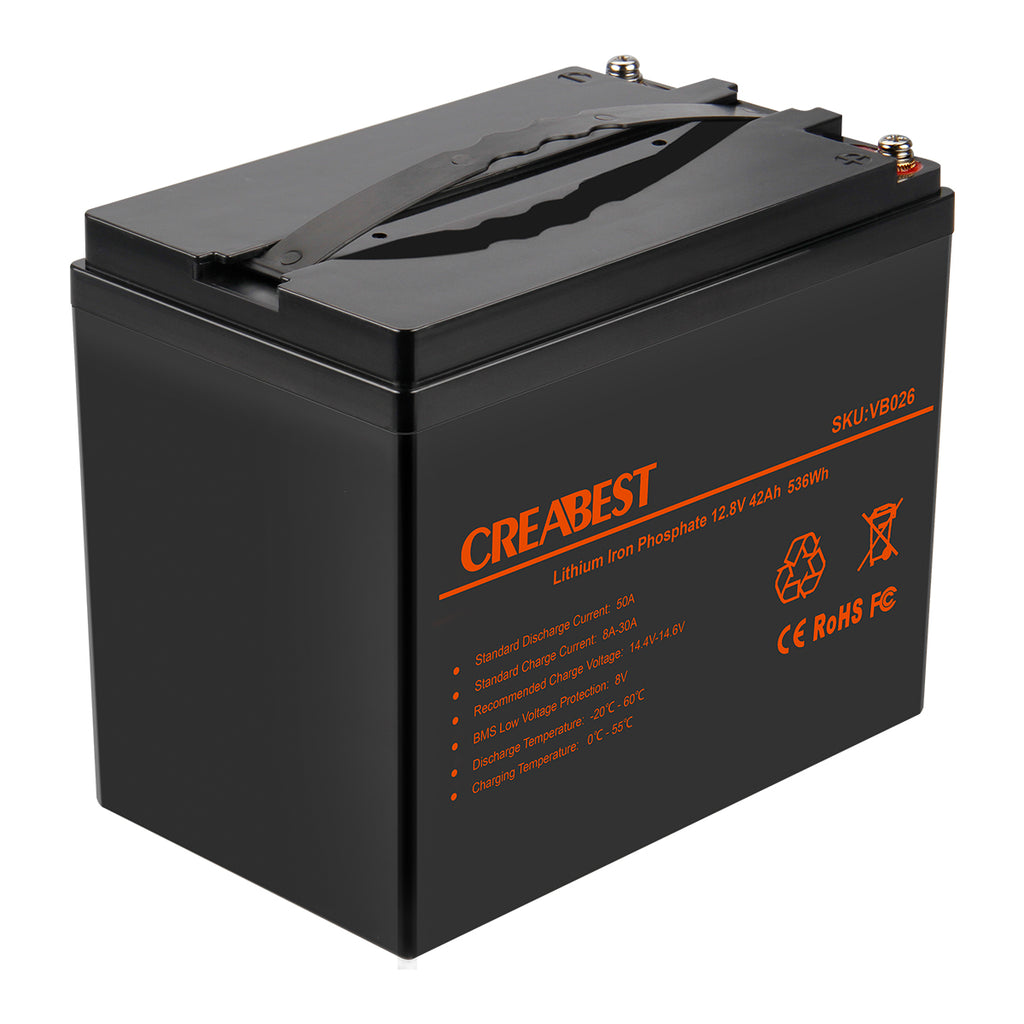 LiFePO4 Batterie 42Ah 12,8V für Wohnwagen, Camping, Solaranlagen, Off-Grid, Boote, Elektromotor, Wandern, Backup-Stromversorgung